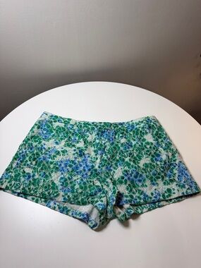 Madewell Blue & Green Floral High-Waist Shorts